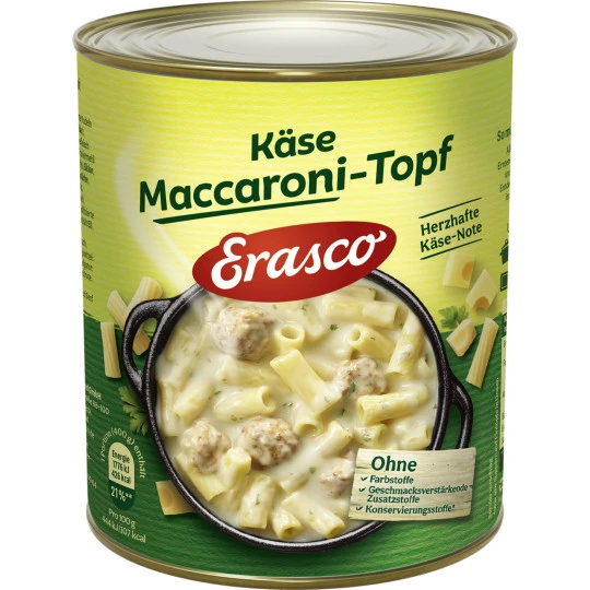 Erasco Käse Maccaroni-Topf 800G 3 Erasco Käse Maccaroni-Topf 800G