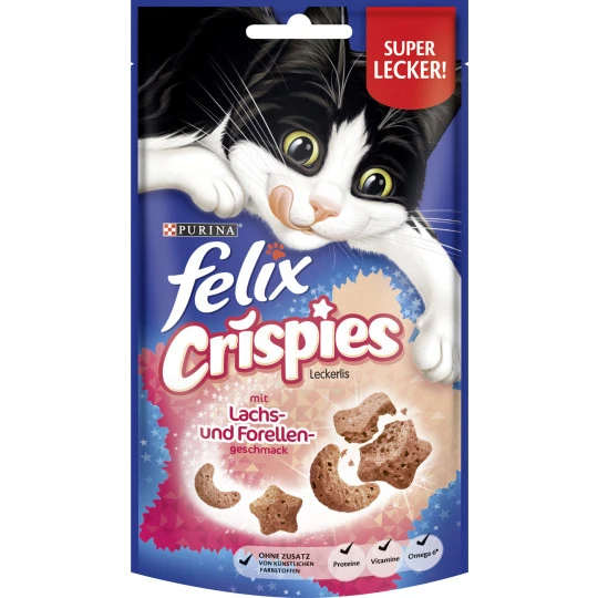 Felix Crispies Leckerlis Mit Lachs- Und Forellengeschmack 45G 3 Felix Crispies Leckerlis Mit Lachs- Und Forellengeschmack 45G
