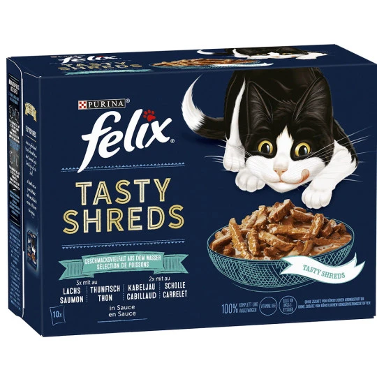 Felix Tasty Shreds Geschmacksvielfalt Aus Dem Wasser 10x80G 3 Felix Tasty Shreds Geschmacksvielfalt Aus Dem Wasser 10x80G