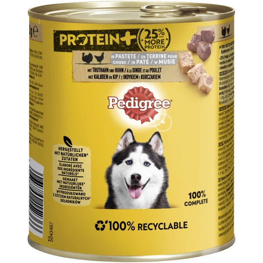 Pedigree Protein+ In Pastete Mit Truthahn Und Huhn 800G 3 Pedigree Protein+ In Pastete Mit Truthahn Und Huhn 800G