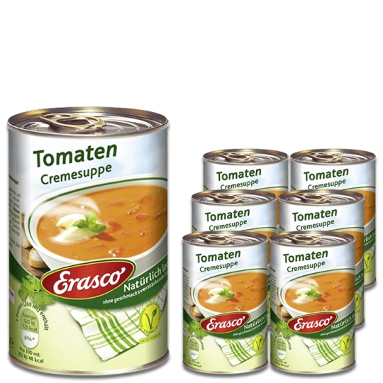 Erasco Tomaten Cremesuppe 6x390ML 3 Erasco Tomaten Cremesuppe 6x390ML